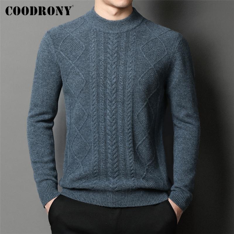 

Men's Sweaters COODRONY Brand Pure Wool Men Clothing Autumn Winter Arrival Classic Casual O-Neck Thick Warm Pullover Homme Z3003, White;black