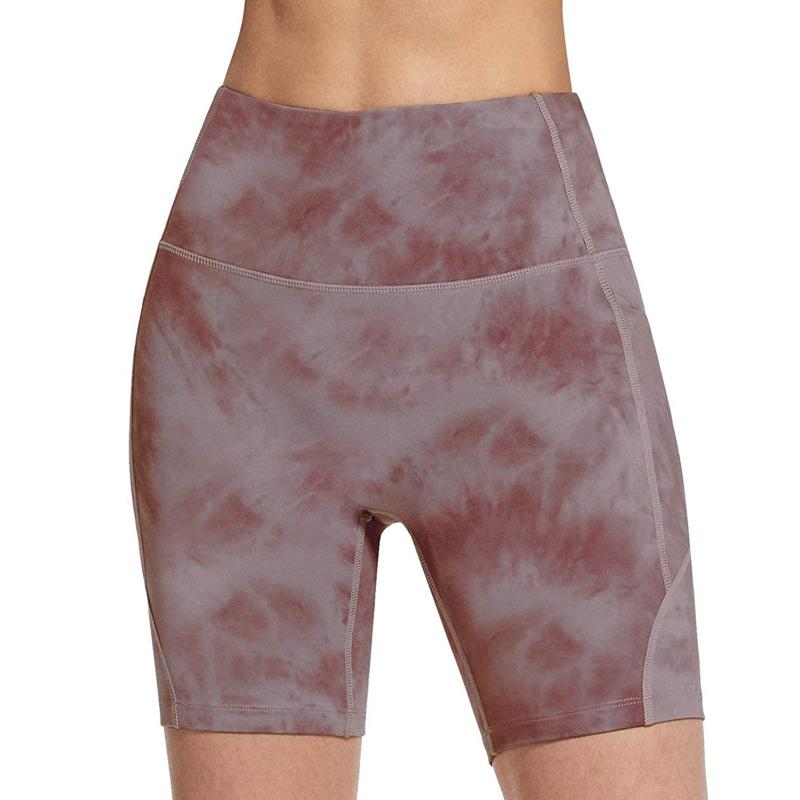 

Yoga Outfit 2021 Women's Printing Pad Dyeing High Waist Tight Fitting Hip Lift Shorts Pants Female Slim Workout Short Dropping