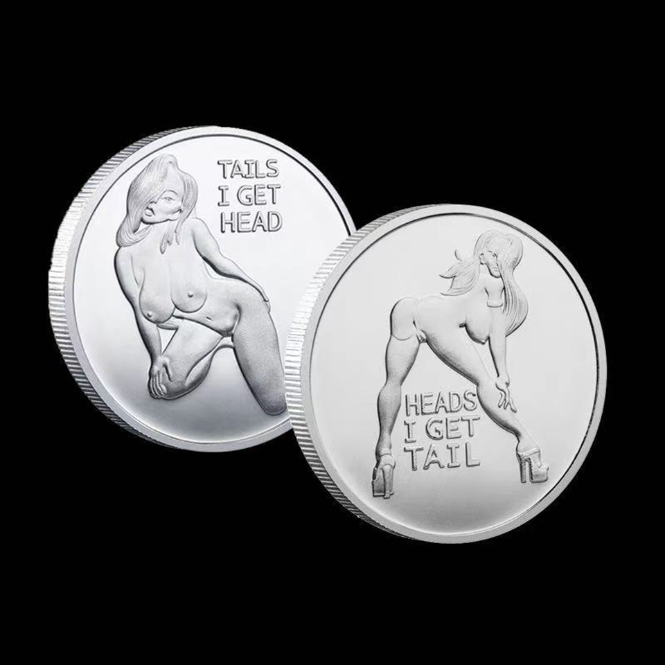 50pcs Sexy Woman Craft Badge Get Tails Head! Adult Lucky Girl Silver Plated Commemorative Coins Collection-image-707638974