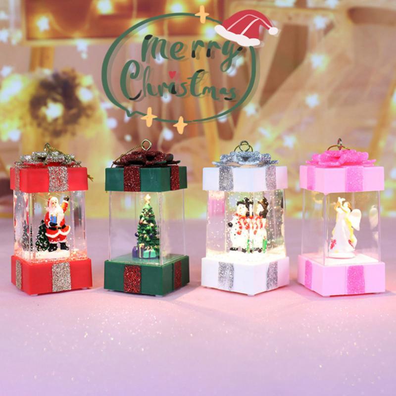 

Christmas Decorations Merry Gift Light Vintage Santa Clau Tree Hanging LED Lantern For Home Holiday Party Decor