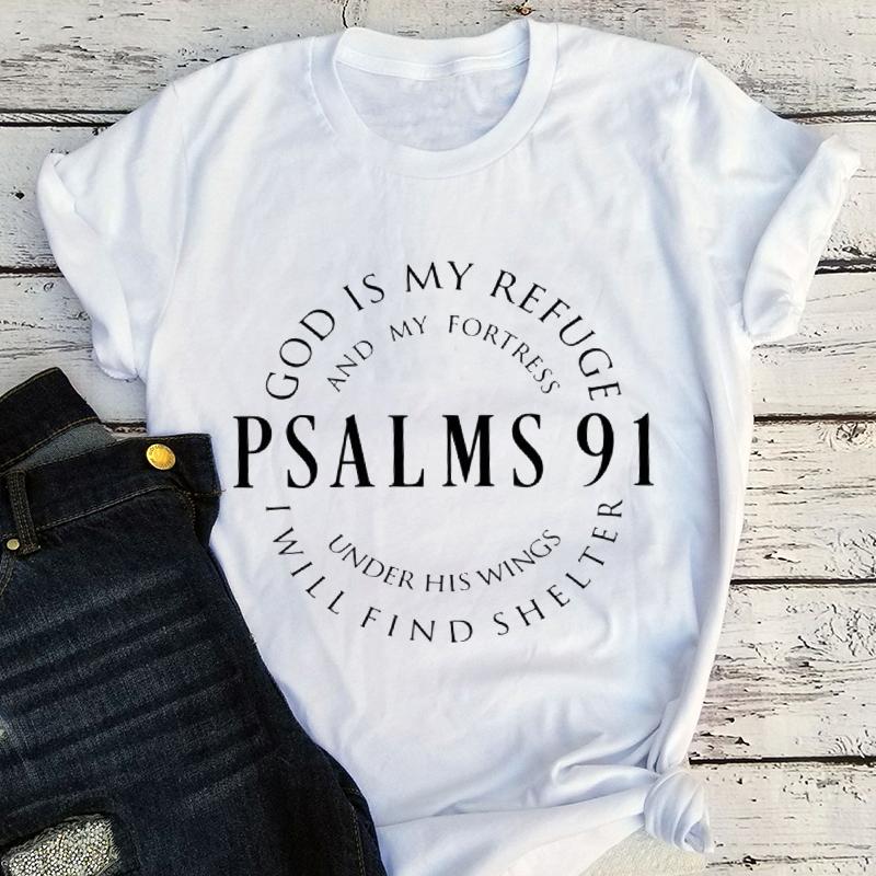 

Women' T-Shirt Christian T Shirt Blessed Women Clothing Religious Tee Hymn Tops Christ Jesus Love Psalms 91 Punk Clothes Cute, Sk6852-r3