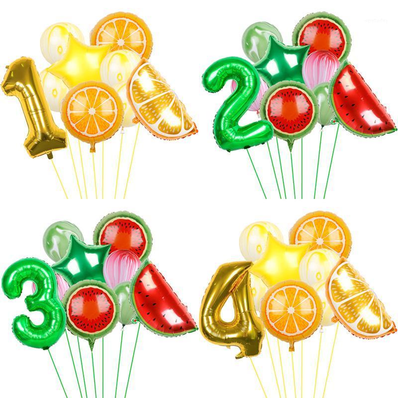 

Party Decoration Watermelon Foil Helium Balloons 32inch Number Cartoon Fruit Air For Summer Themed Birthday Baby Shower