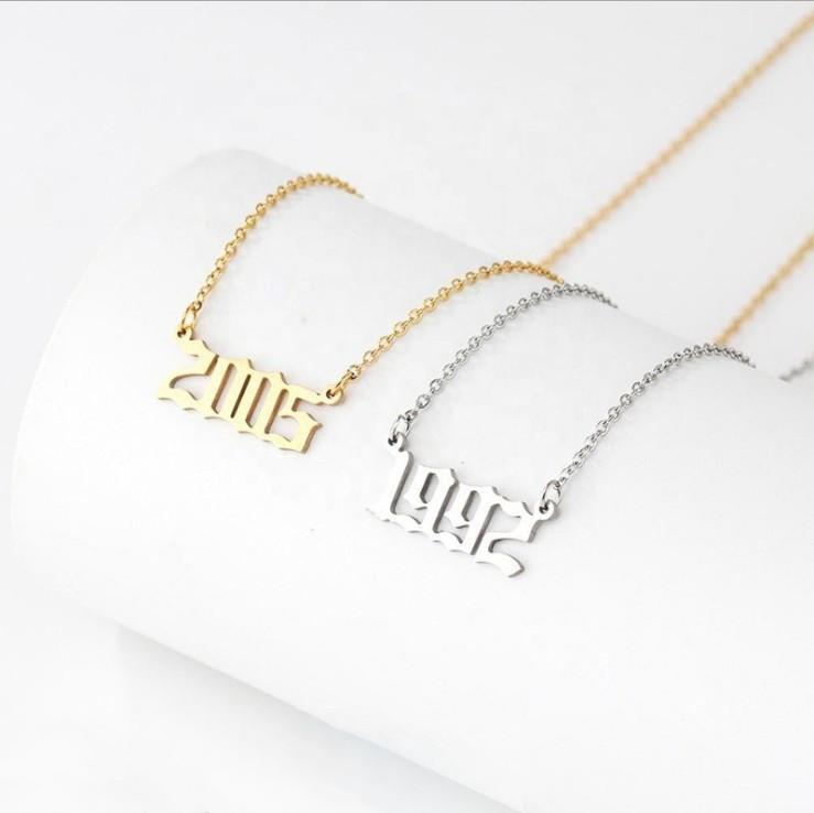 

Birth Year 1980-2021 Number Stainless Steel Necklace Gold Figures Age Pendant Jewelry Birthday Gift