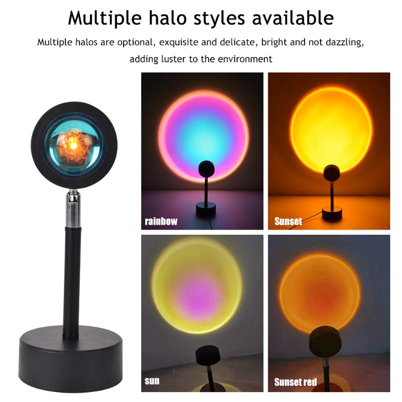 

Adjustable Night Lights Live Broadcast Sunset Projection Led Night Light USB Rainbow Floor Lamp Bedroom Atmosphere Light