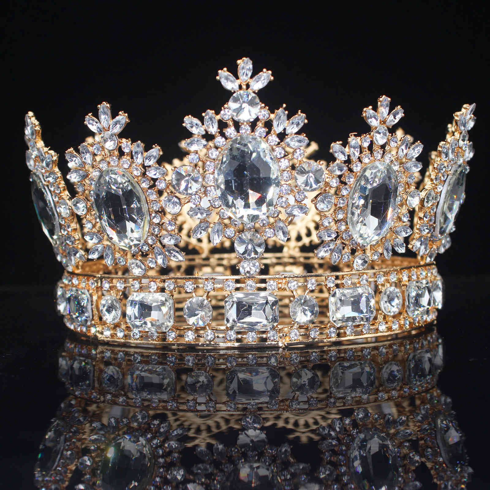 

Crystal Queen Bridal Tiaras and Crowns Bride Headpiece Wedding Head Jewelry Accessories For Women Diadem Prom Hair Ornaments