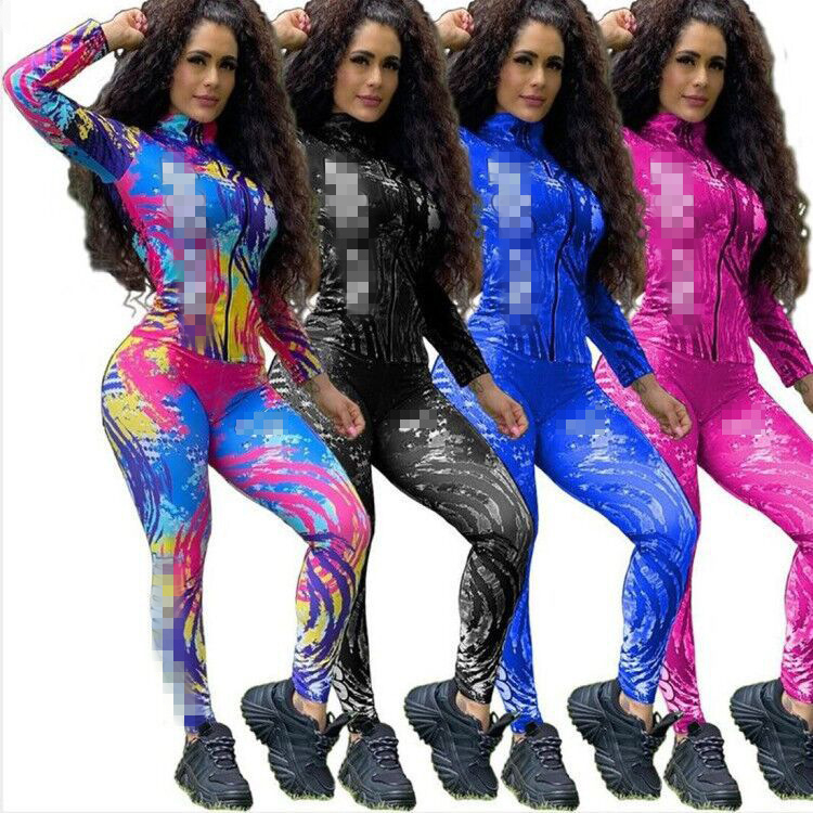 

Fashion Colorful Tie-dye Leisure Two-piece Set 2 Piece Set Women Clothing Women's Letter Print Bomber Pullover Plus Size S-2XL, Gray