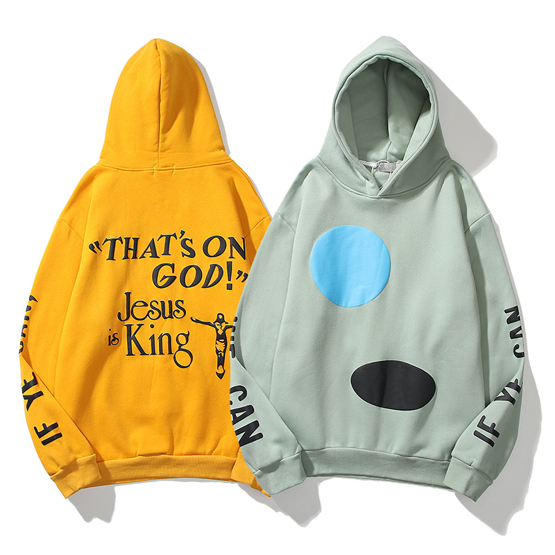 

KANYE WEST men's Hoodies graffiti printed cotton hooded sweater men and women KanyeJesus is King -CPFM Sweatshirts high street jacket autumn, I need look other product