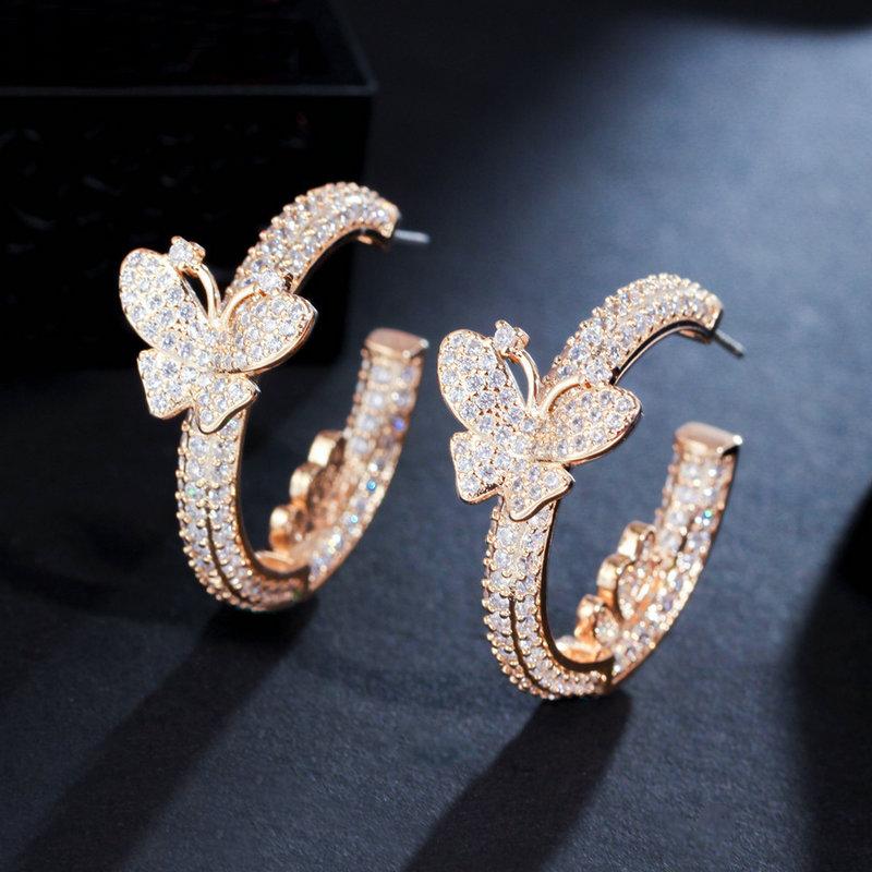

Hoop & Huggie SINZRY Personality Cubic Zirconia Bright Butterfly Earrings For Women Korean Fashion Jewelry