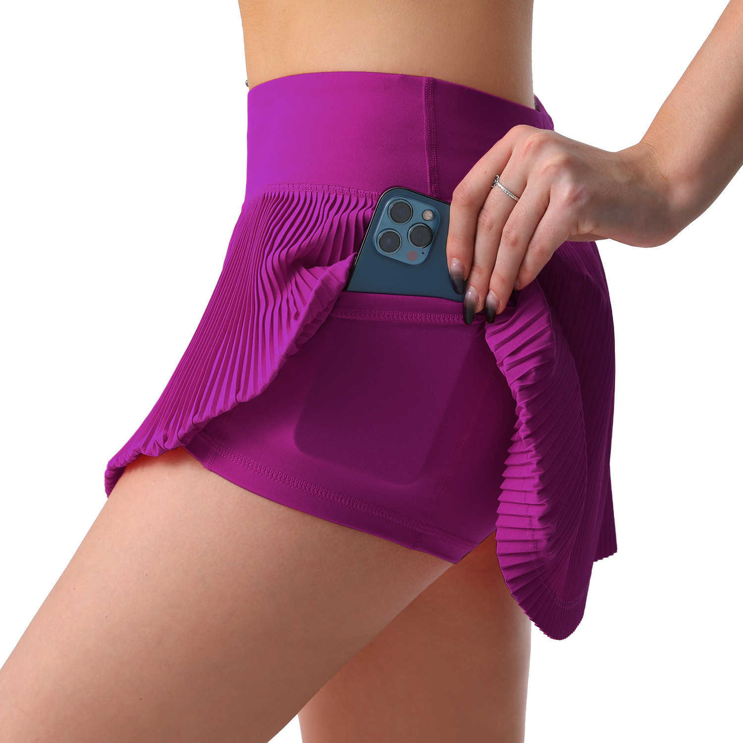 

Sports Skirt female Shorts L-06 Double-layer Anti Light Pleated Tennis Yoga Running Fitness Skirt Pants Gym Clothes Women, White