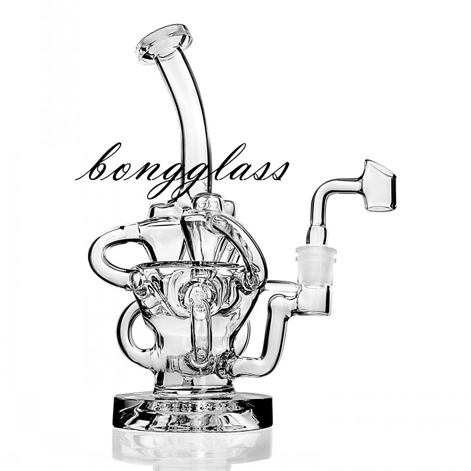 

beaker bong recycler oil rigs thick glass water bongs double function water pipe smoking accessories dab rigs Showerhead Diffuser with 14mm
