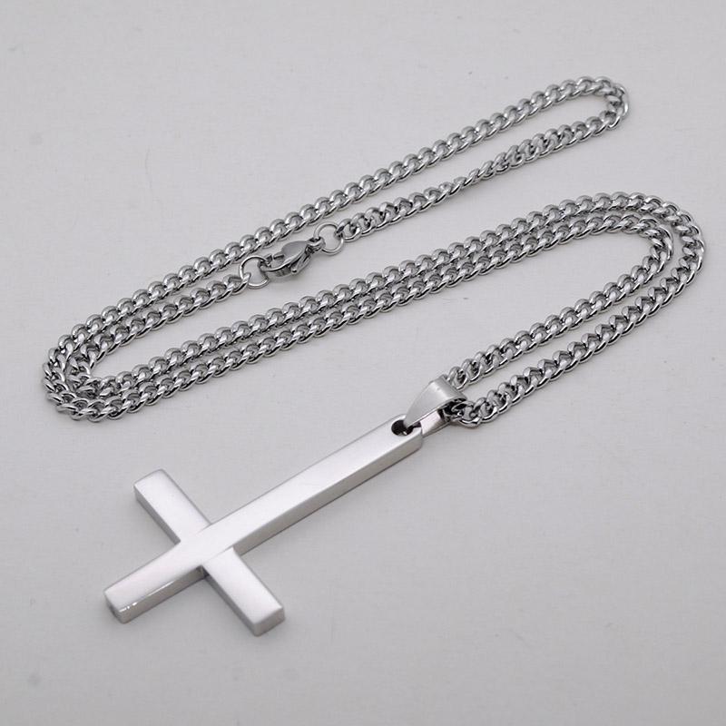 

Pendant Necklaces St Peter's Inverted Cross Necklace For Men Women Stainless Steel Choker Crux De Sanctus Petrus Jewelry With Cuban Chain