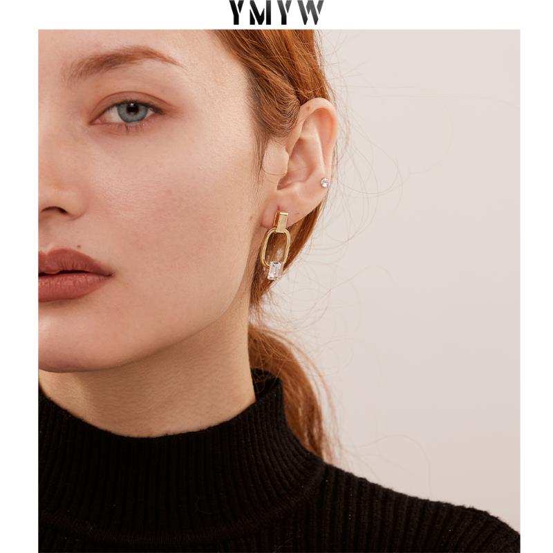 

Dangle & Chandelier YMYW Copper Crystal Square Earrings Charm Gold Elegant Female Prevent Allergy Fashion Trendy Classic Simple Jewelry