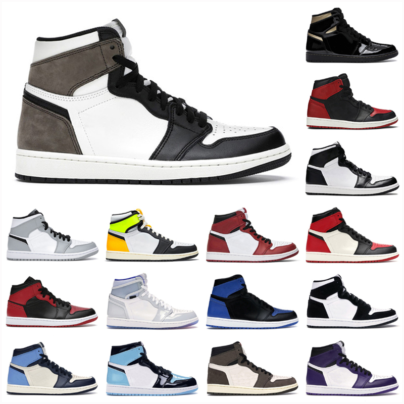 

Silver 1 Basketball shoes 1s High Dark Mocha Black Metallic Gold UNC Light Smoke Grey Chicago royal toe sport sneakers 36-46, As photo 31