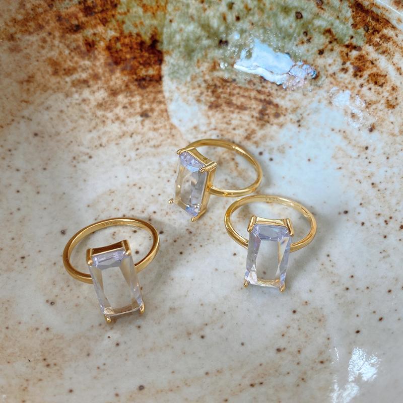

Cluster Rings Amaiyllis 925 Sterling Silver Minimalist Ring Personalized Fashion Temperament Rectangular Crystal Jewelry