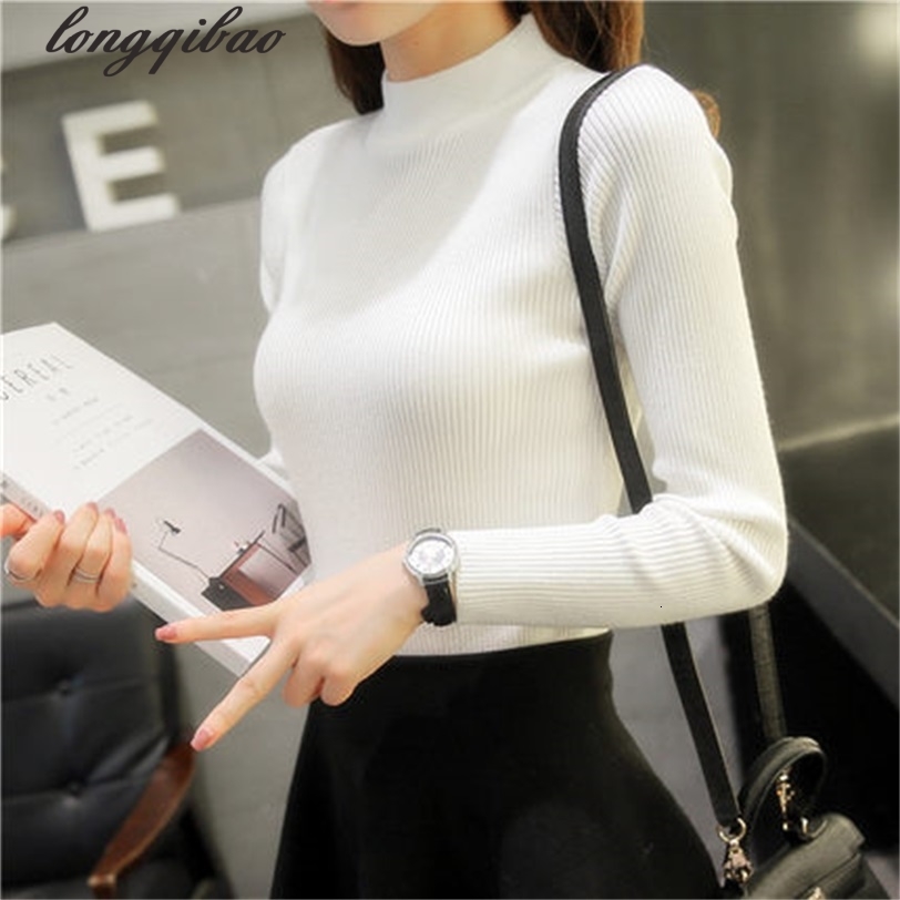 

spring and autumn for women semi-turtlenecks with solid colours thin cartridge sweater y40g, White;black