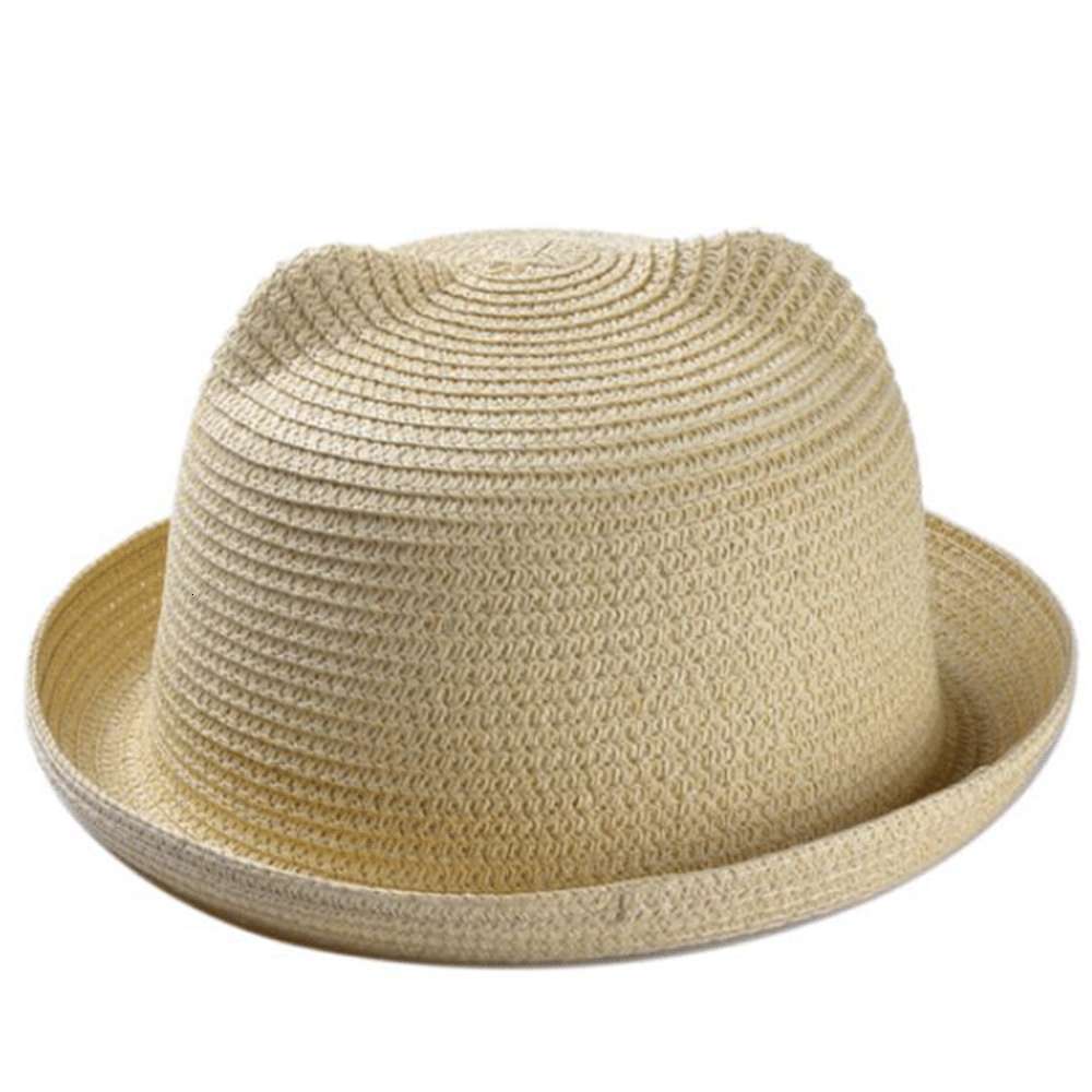 

Adult summer Korean cute cat ear sun shade straw hat parent child children bear 8106, Yellow
