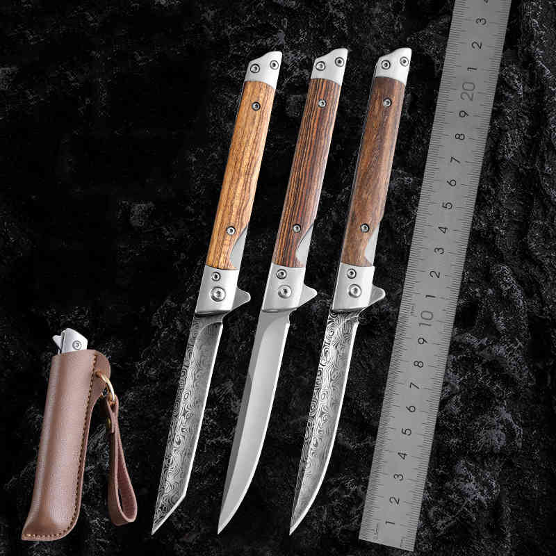 

Damascus Pattern Folding Outdoor Pocket EDC Jungle Hunting Camping Survival Knife Vegetable Cutter Multi Tool