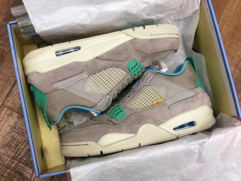 

2021 Top quality Union x 4 Taupe Haze sports shoes Jumpman 4s Fury -Khaki- Roma Green Mens outdoor basketball sneakers size40~47.5 with box, Grey green