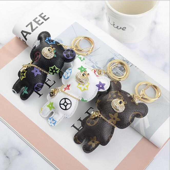 

Bears Keys Chain Accessories Fashion Stainless Steel Key Ring PU Leather Bear Pattern Car Keychain Jewelry Bag Charm Animal Keyring Holder, Slivery;golden
