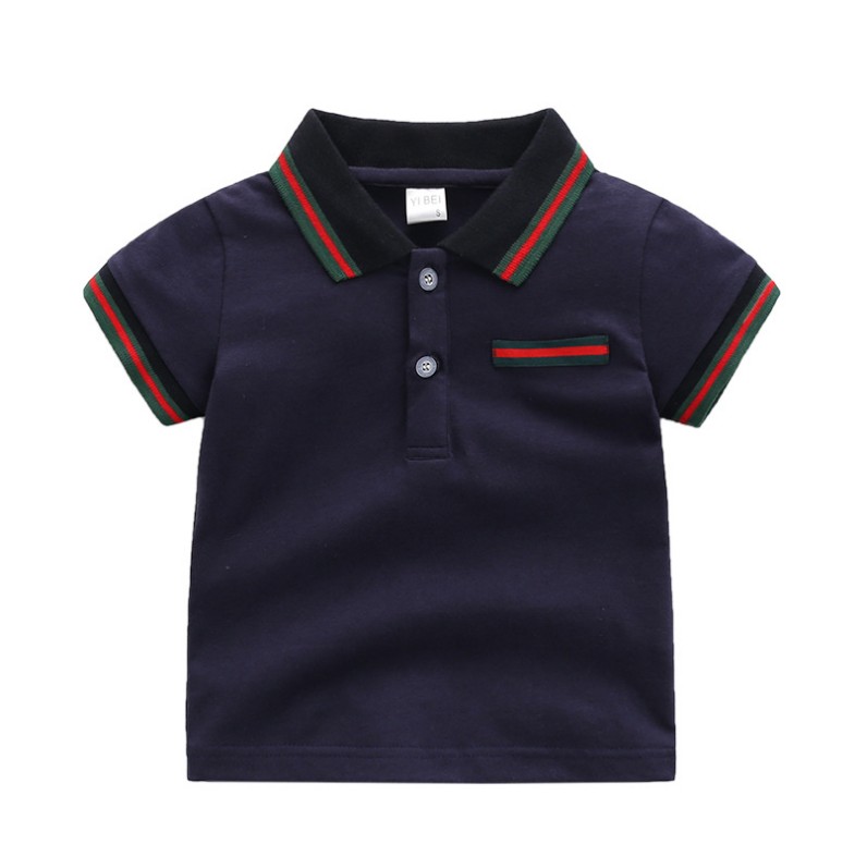 

New Hot Sale Summer Baby Boys T-shirts Kids Cotton Short Sleeve T-shirt Children Turn-Down Collar Tops Tees Child Shirt Boys T-shirt, Blue