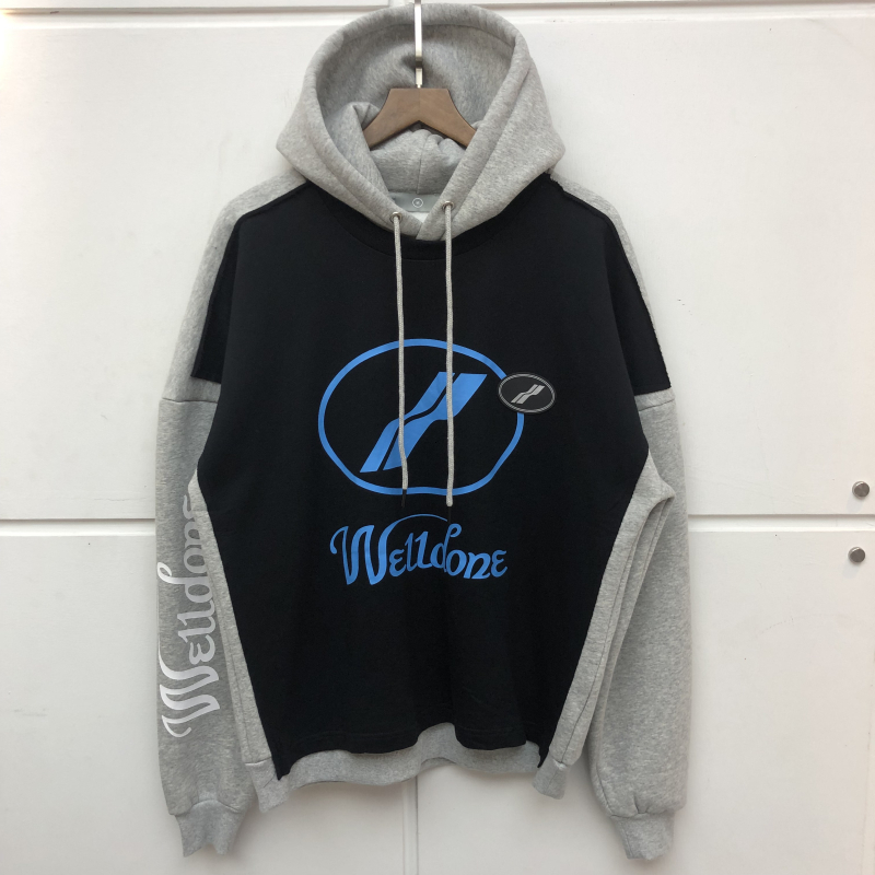 

2021 New Heavy Fabric Patchwork We11done Hoodie Women High Quality Streetwear Welldone Pullovers Men Clothing Ocov