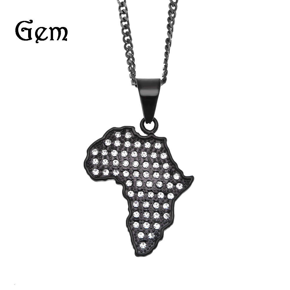 

Hip hop stainless steel gun black diamond map men's Pendant africamapppendant