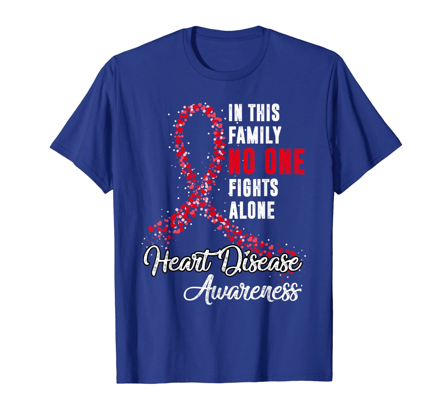 

in this family no one fights alone heart disease awareness t-shirt, White;black
