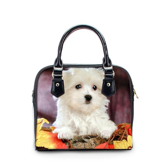 

Evening Bags Maltese Dog Purse Women Luxury Shoulder Handbag 3D Printing Female PU Leather Set Bag Zipper Wallet, Hmb33dl