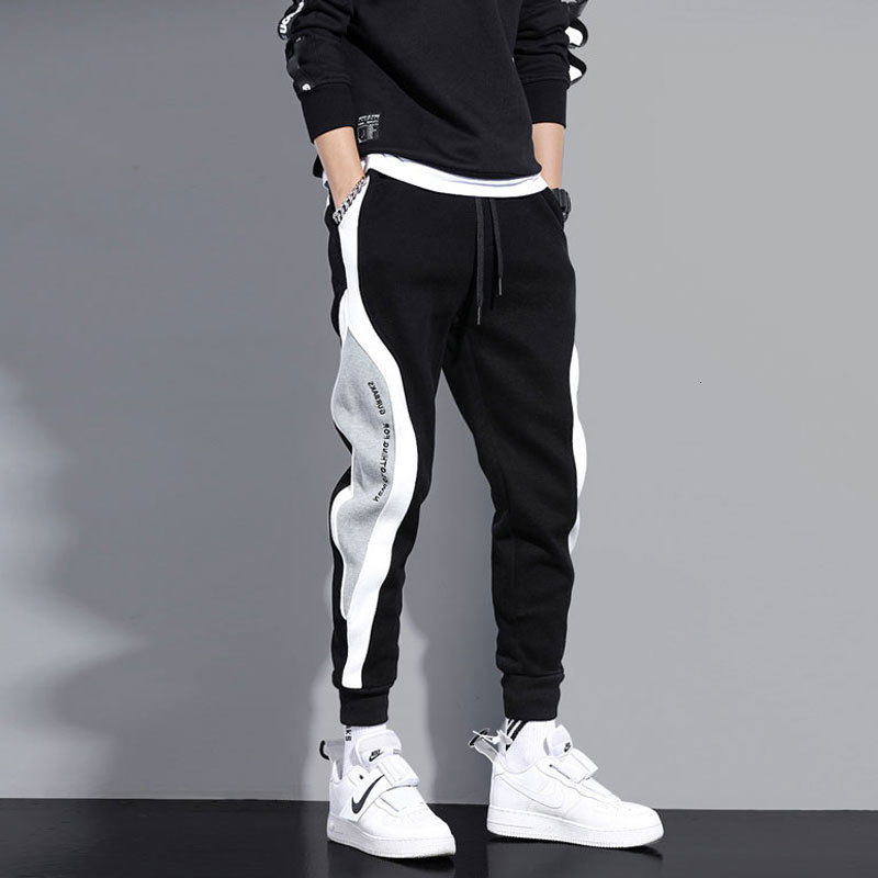 

2021 New Fashion Streetwear Casual Black Gray Spliced Designer Cargo Pants Men Slack Bottom Joggers Hip Hop Sweatpants Hombre A7o2