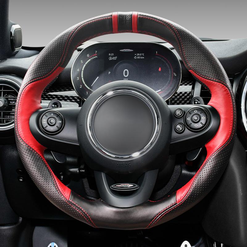 

Steering Wheel Covers Car Cover Leather Hand-sewn Breathable For MINI Cooper One Countryman Protective