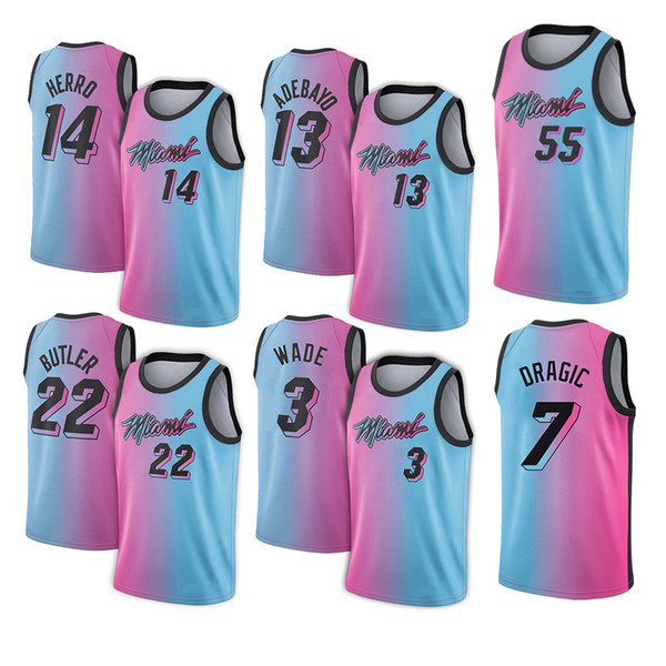 

Mens Kids Youht 22 Butler Jeresy Wade Jimmy 3 Dwayne Tyler Dwyane Pelican 14 Herro Goran Bam 7 Dragic Adebayo 55 Robinson Basketball Jersey, Black;red