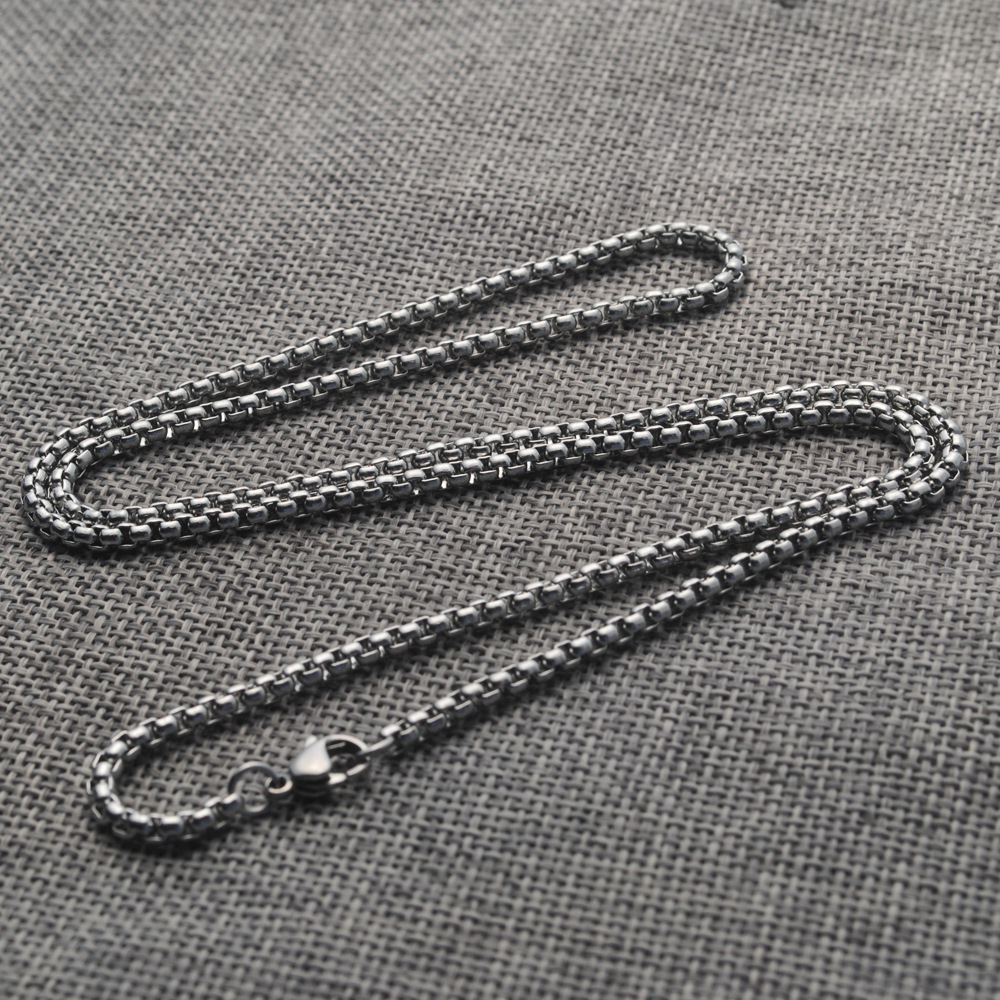 

316 stainls steel square pearl necklace titanium steel jewelry with chain m thick chain DIY accsori for men