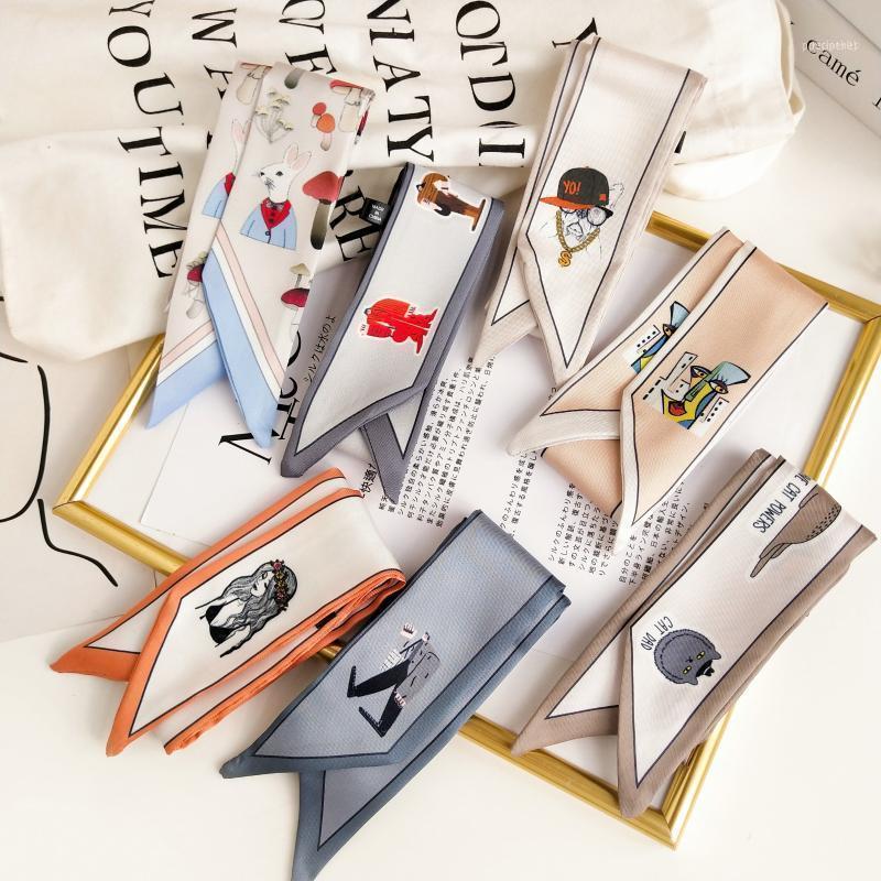 

Scarves INS Korean Small Silk Scarf Female Spring Autumn Narrow Fashion Long Strip Arm Bag Ribbon Neckerchief1