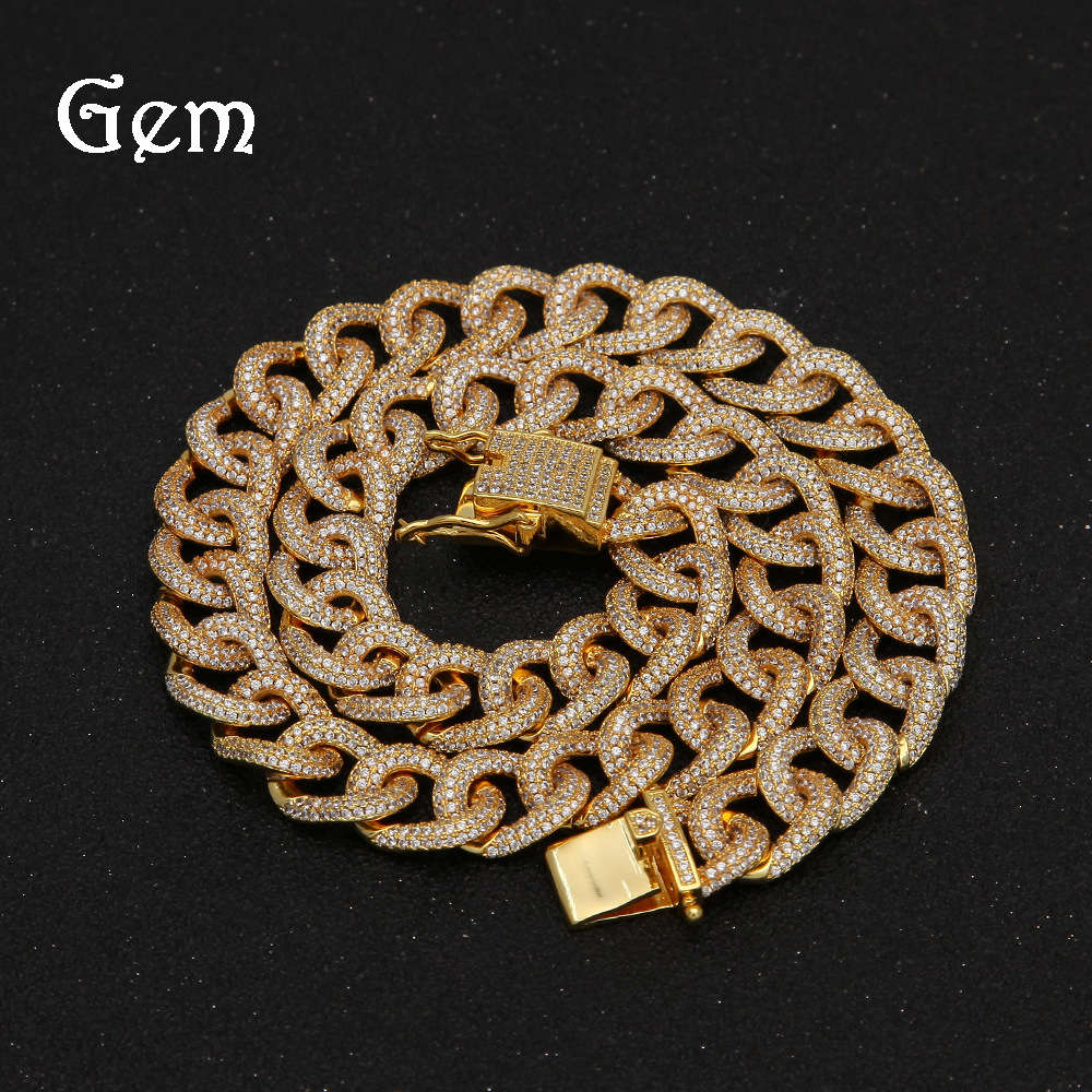 

Hip hop men's Zircon Cuba Necklace DJ rap performance personality fine zircon chain overseas
