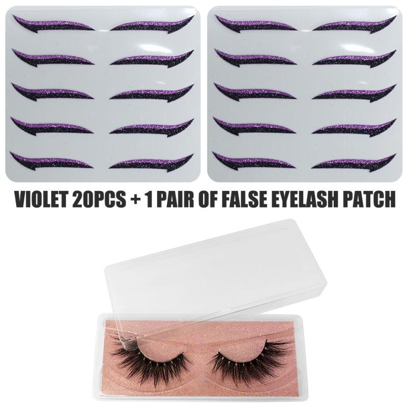 

False Eyelashes 10Pcs=5Pair Glitter Eyelid Line Stick Reusable Eyeliner Stickers Lazy Useful Waterproof Self-Adhesive Eye Makeup Tool