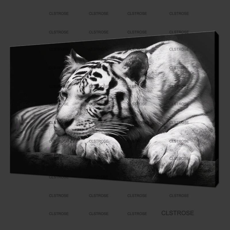 

Paintings White Tiger Painting Black Animal Wall Art On Canvas Home Decor For Living Room Decoration Modern Picture