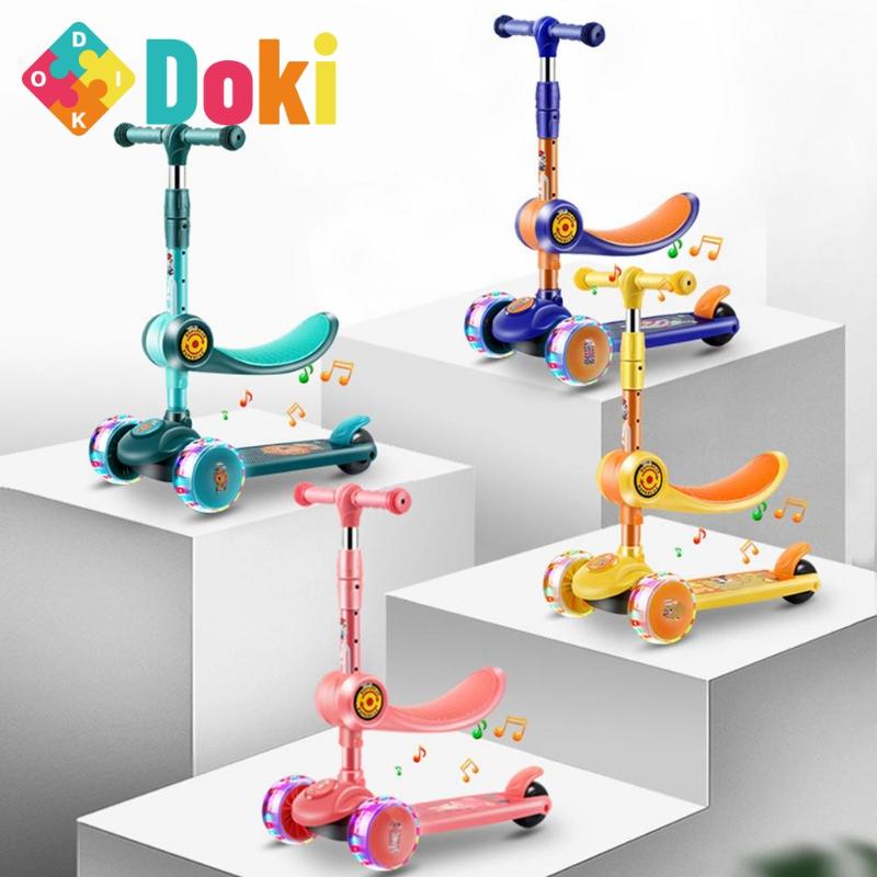 

Gift Sets Children's Kick Scooter Folding Skateboard Kids Adjustable Height Flashing Light 3 Wheels Foot Scooters Boy Girl Gifts