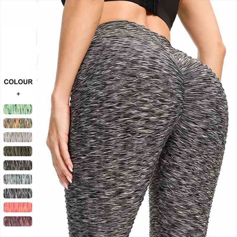 

Sexy Colorful Jacquard Womens Seamless Leggings Sports Gym High-waist Buttocks Pants Fashion Fitness Workout Push Up Leggings, Black