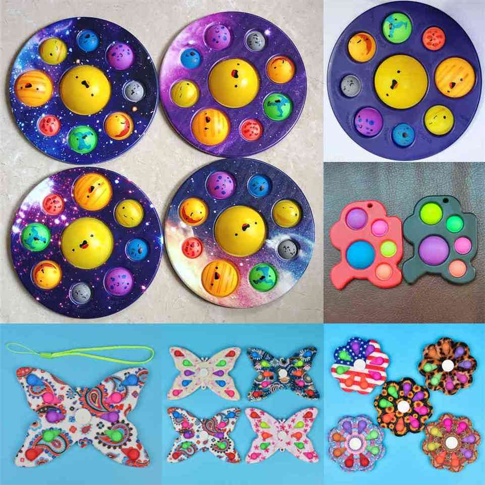 

Starry Happy Planet push pop bubbles popper sensory fidget finger toys eight planets flower board butterfly spinners key ring stress relief