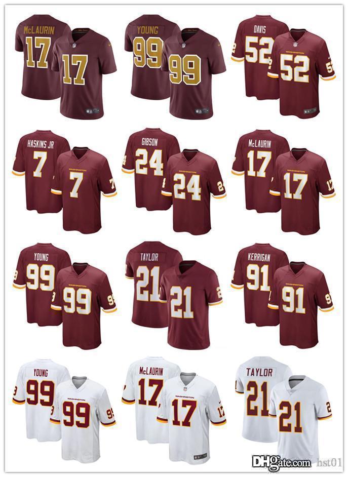 

Men Women WashingtonFootball Team Jersey 52 Jamin Davis 99 Chase Young 17 Terry McLaurin 91 Ryan Kerrigan 21 Sean Taylor Football Jers, Black;red