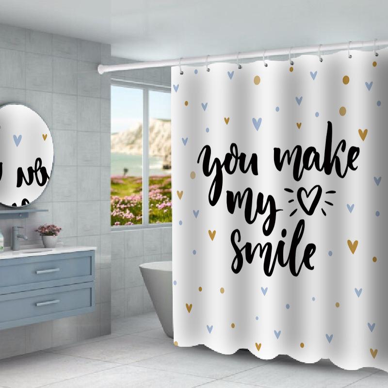 

You Make My Smile Shower Curtain Set with 12 Hooks Bathroom Decoration