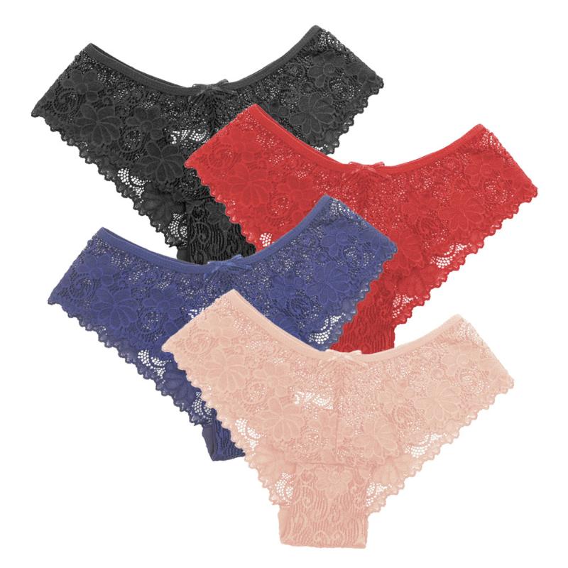 

Women' Panties Sexy Lace Briefs Soft Underwear Women Fashion Tempting Low-Rise Lingerie Transparent See Through Female, Black