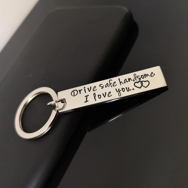 

Keychains Stainless Steel Keychain Gifts Engraved Drive Safe Handsome. I Love You Couples Boyfriend Girlfriend Custom Letter Jewelry