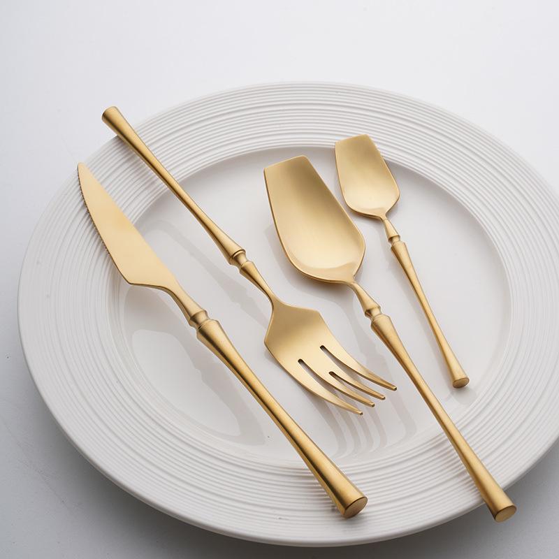 

Dinnerware Sets 4pcsTableware Cutlery Set Matte Flatware Dinner Stainless Steel Luxury Forks Knives Spoons Rose Gold