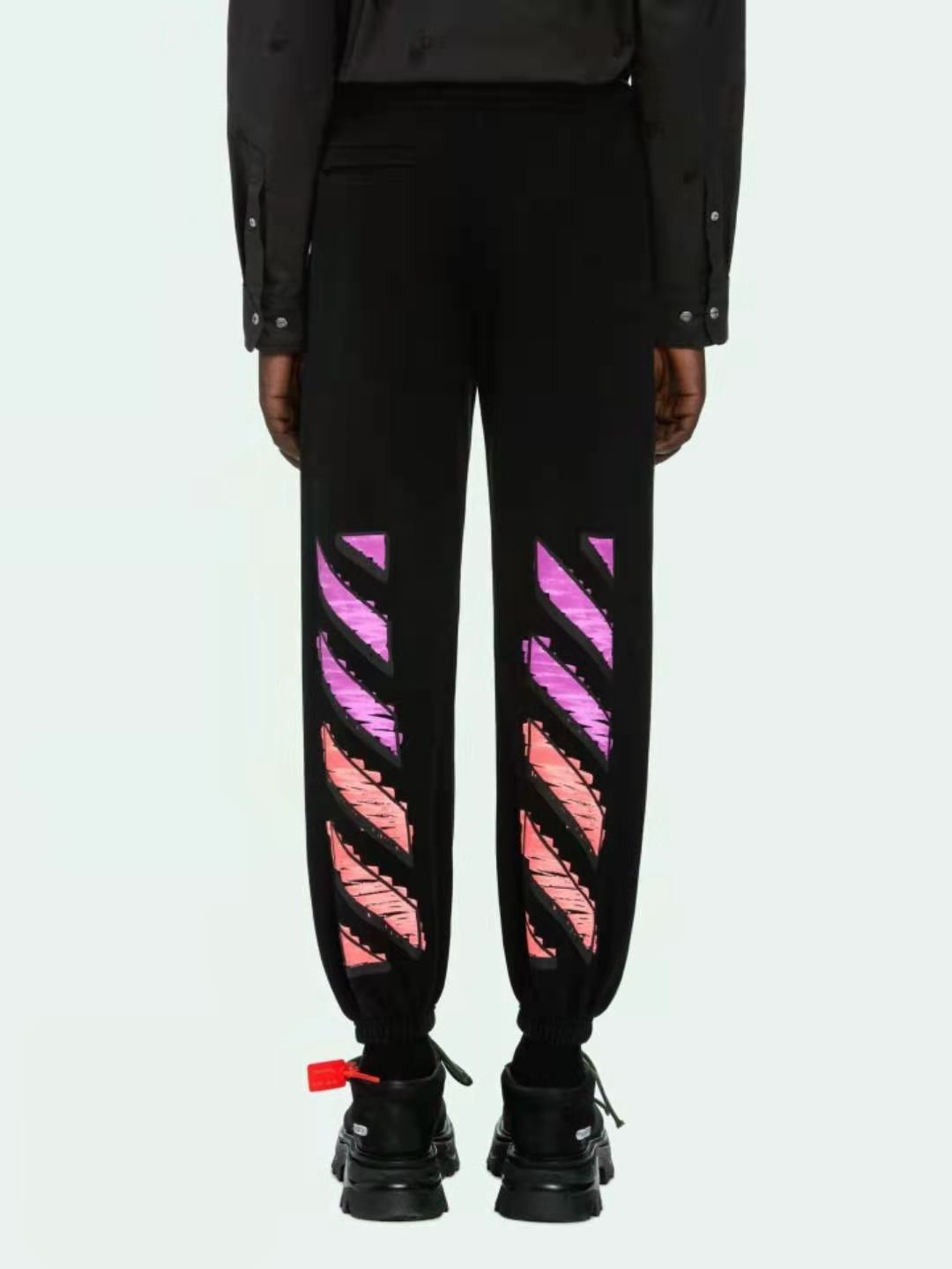 

2021 Summer New Fashion Brand Ow Religious Oil Painting Direct Jet Printing Pants, Black