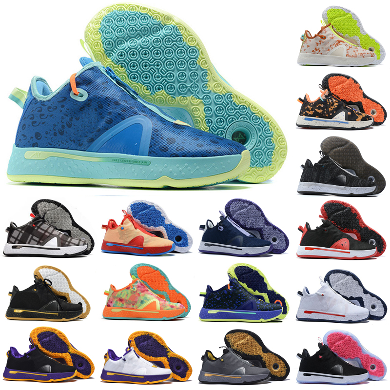 

Paul George PG 4 IV Gatorade White GX USA Mens Basketball Shoes PG4 Digi Camo PCG Citrus Orange Sports Trainers Sneakers Size 40-46, White;red