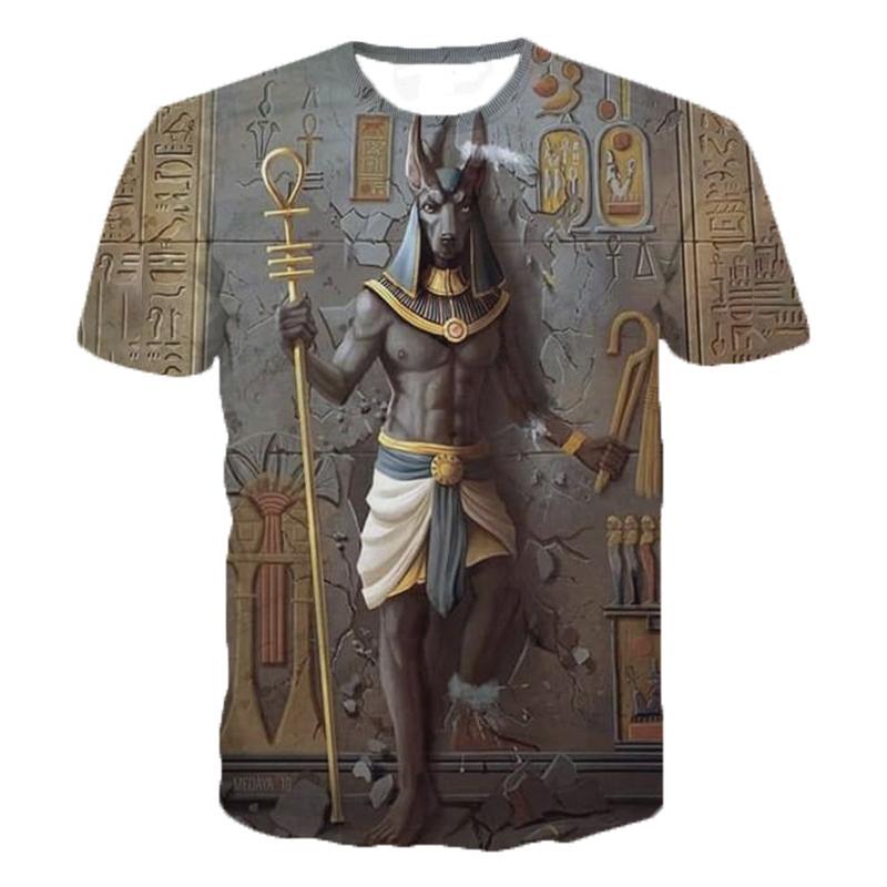 

Men' T-Shirts Pharaoh Anubis T-Shirt 3D Print Mysterious Retro Style O-neck Short Sleeve Fashion Casual Oversized T Shirt Top Tee, R0758