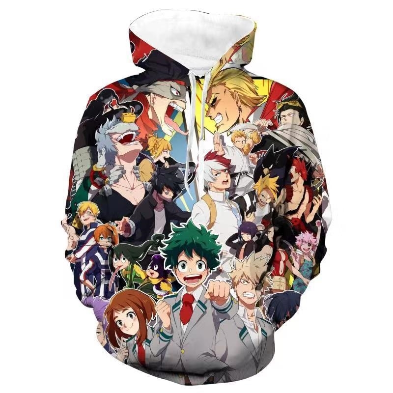 

New my hero college season 5 3D printed sweater Hooded Jacket Cosplay animation peripheral, Black