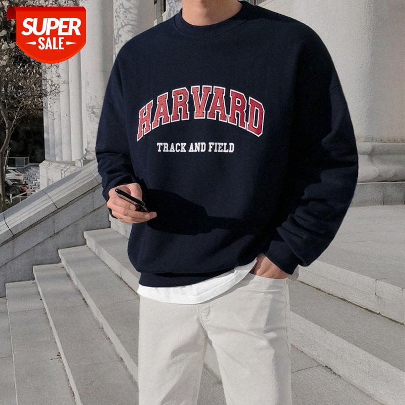 

INTFEDAY youth college style simple letter printing round neck sweater men and women bf baseball shirt #jk1H, Black