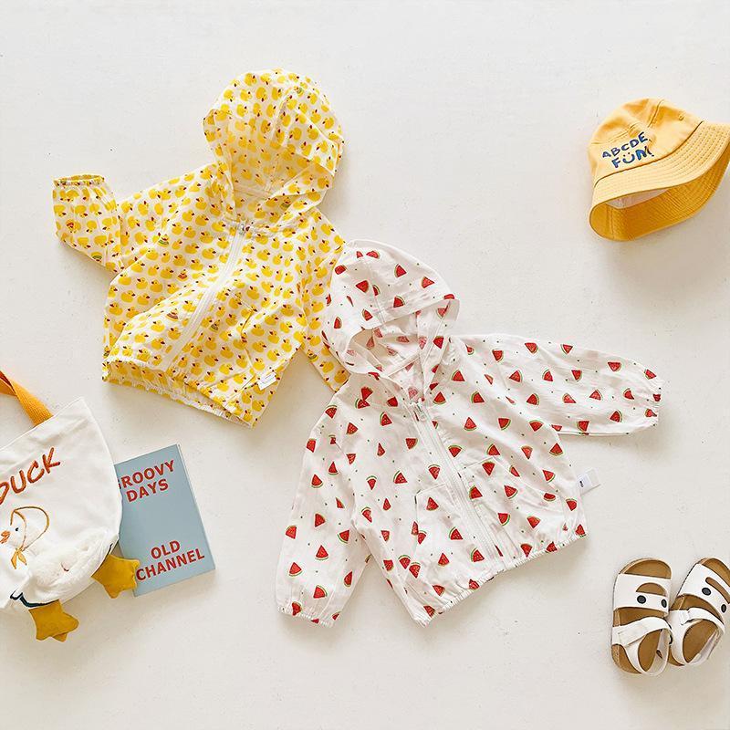 

Jackets Baby Cartoon Print Sunscreen Thin Coat For Summer 2021 Little Girls Clothing, Blue;gray